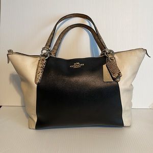Coach Ava exotic snake trim crossgrain leather tote